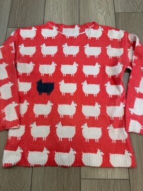 Black Sheep All Over Print Sweater Sz S Fun Teacher Animal